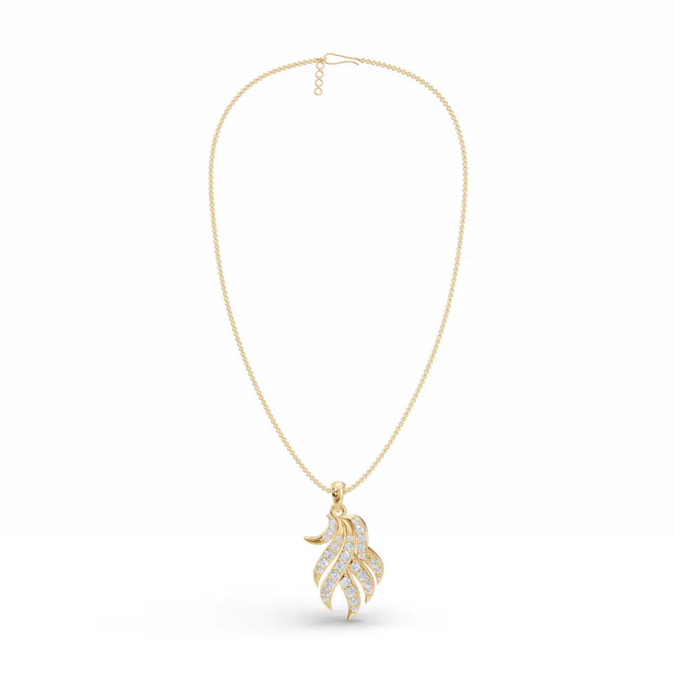 Elegant Diamond Feather Pendant