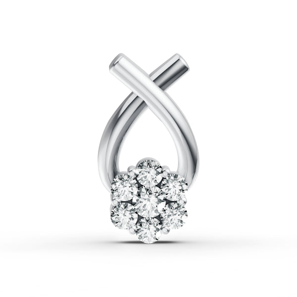 Floral Cluster Drop Diamond Pendant