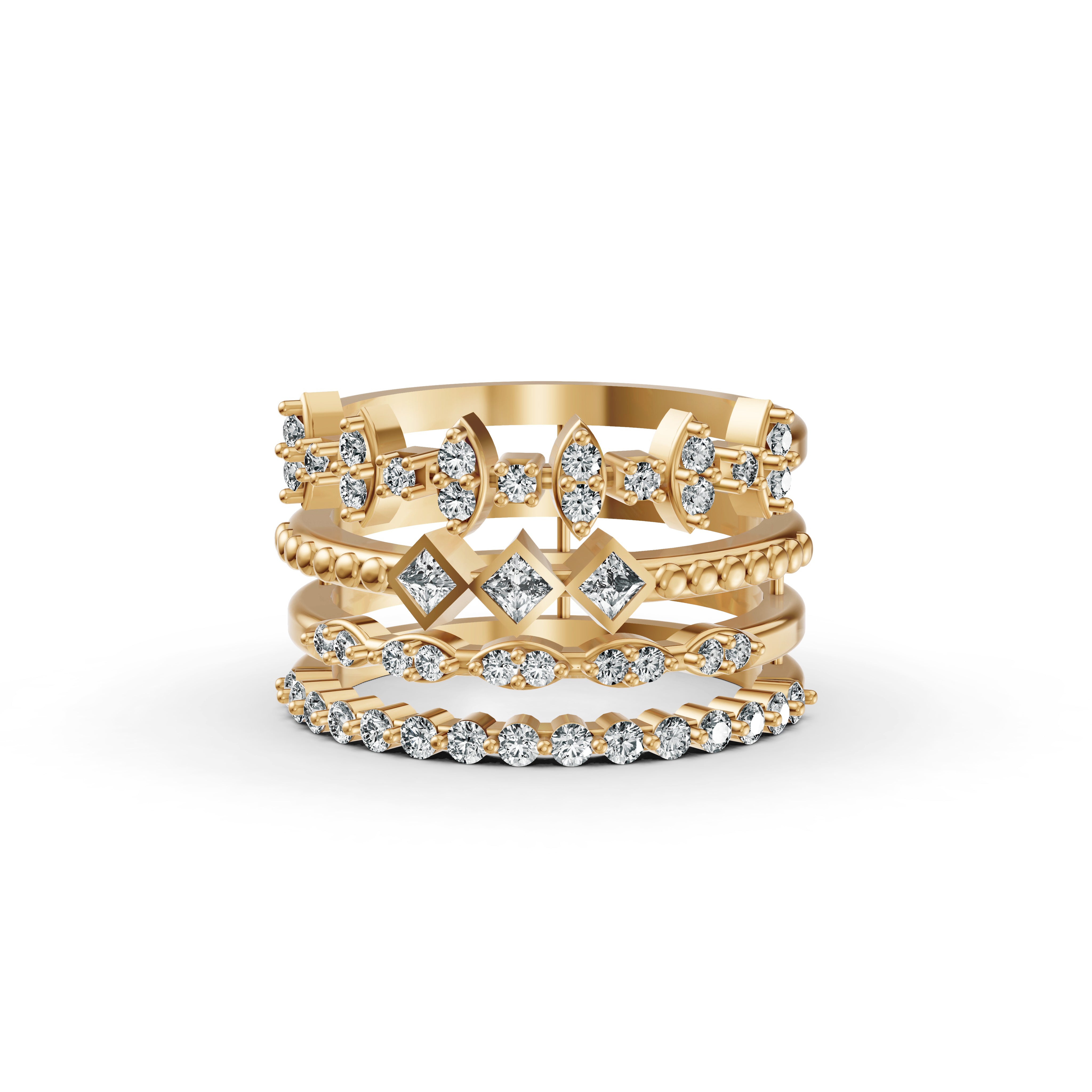 Stackable Geometric Diamond Ring
