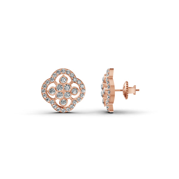 Floral Clover Diamond Earrings