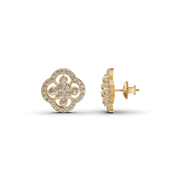 Floral Clover Diamond Earrings