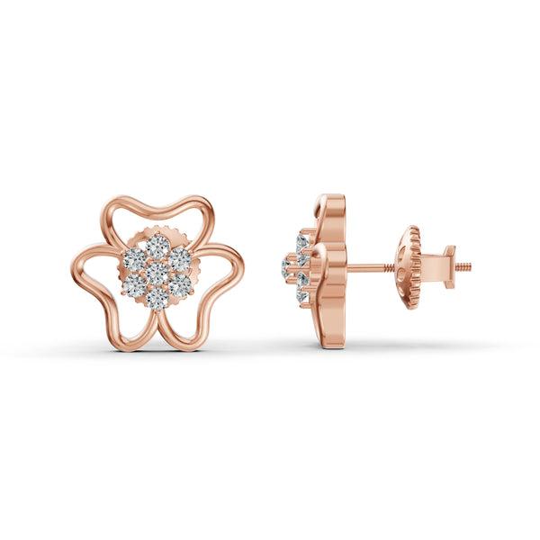 Blooming Diamond Flower Pendant & Earring Set