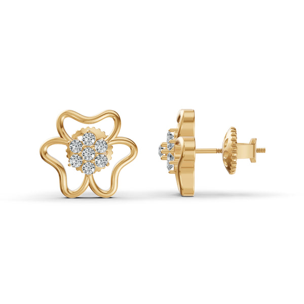 Blooming Diamond Flower Pendant & Earring Set