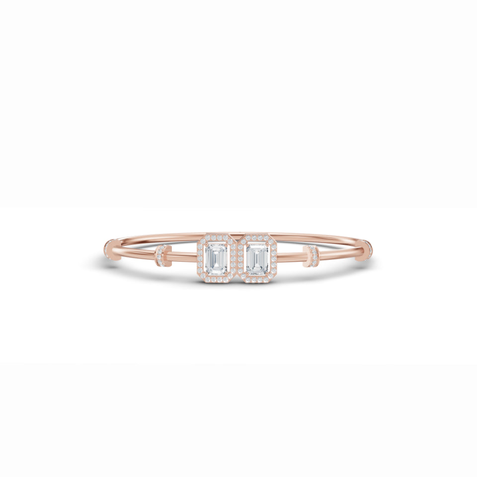 Double Emerald Halo Diamond Bracelet