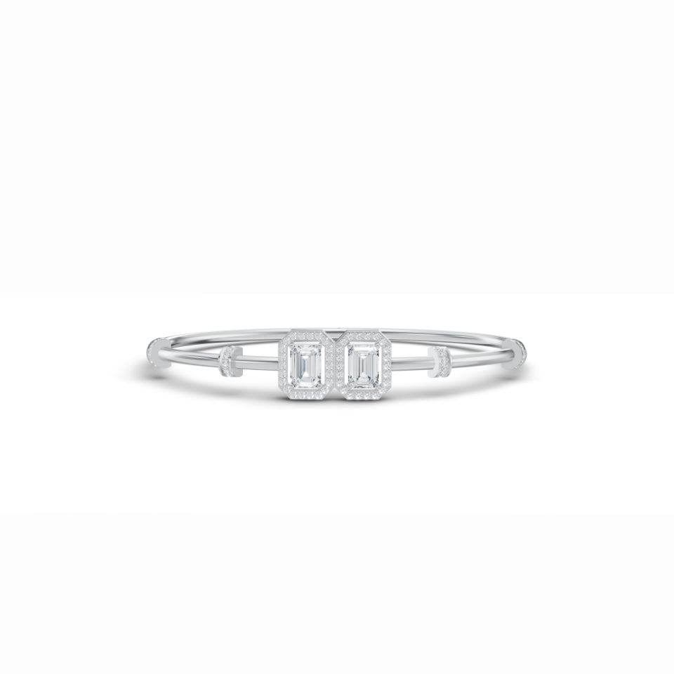 Double Emerald Halo Diamond Bracelet