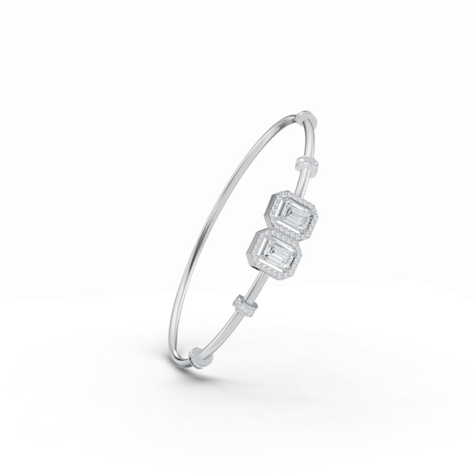Double Emerald Halo Diamond Bracelet
