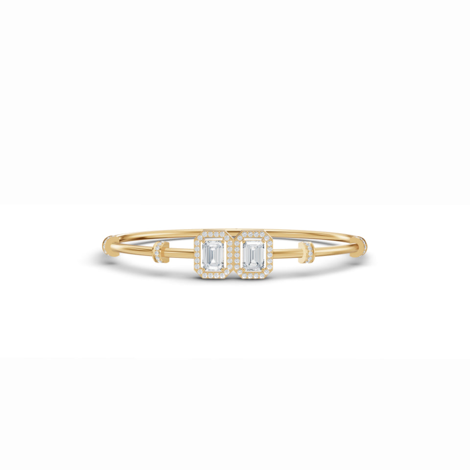 Double Emerald Halo Diamond Bracelet