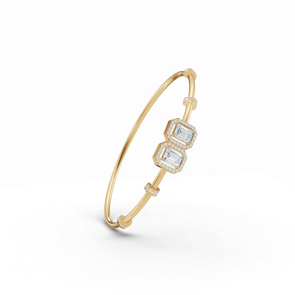 Double Emerald Halo Diamond Bracelet