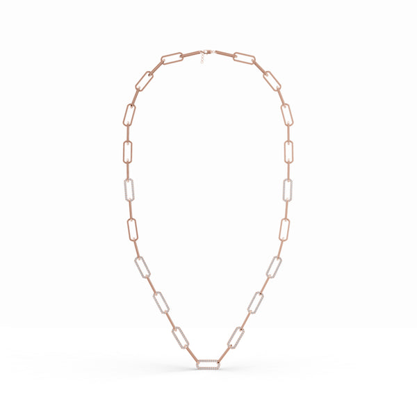 Intertwined Paperclip Link Diamond Chain