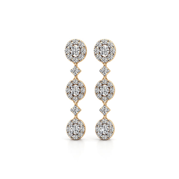 Linked Halo Drop Diamond Earrings