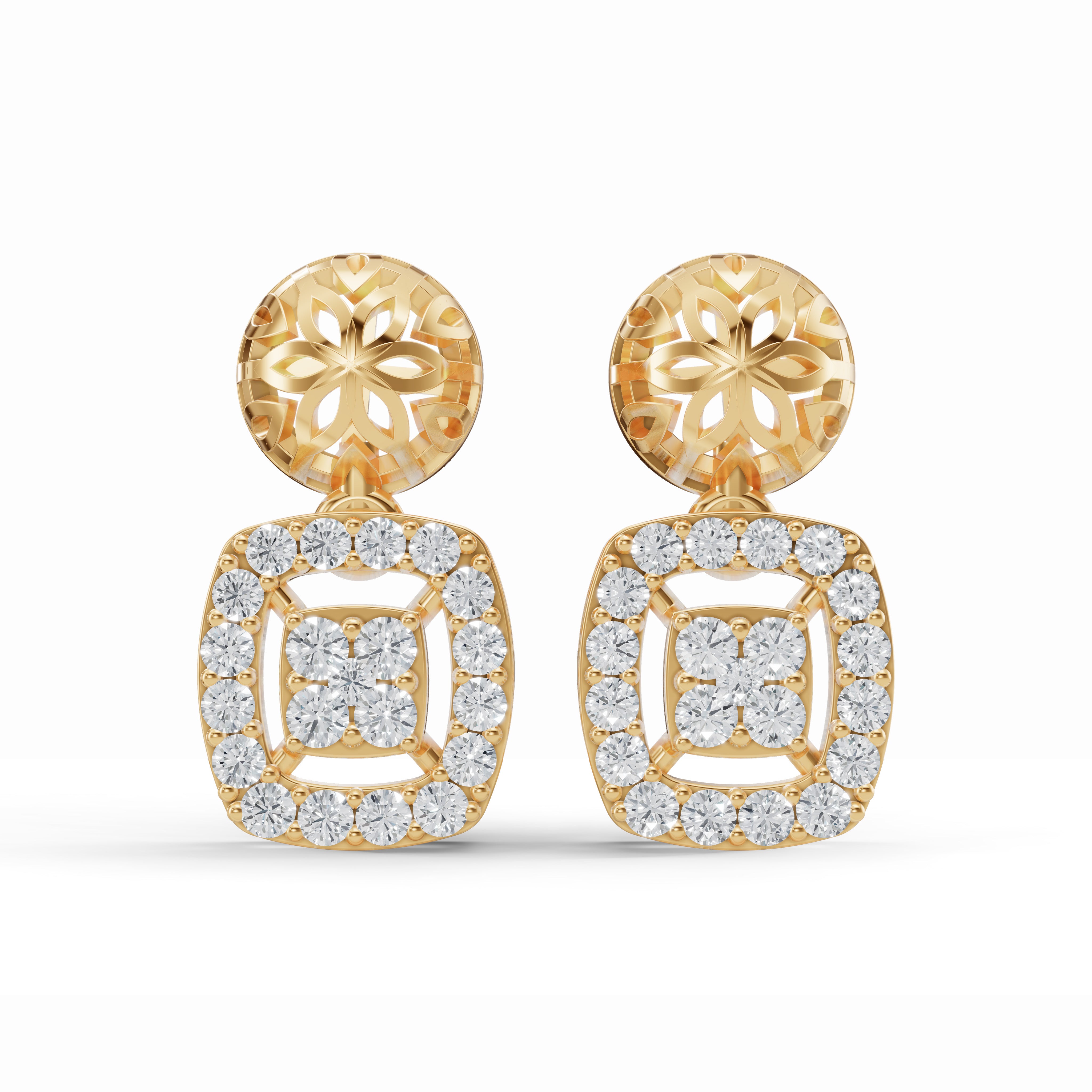 Geometric Diamond Drop Earrings