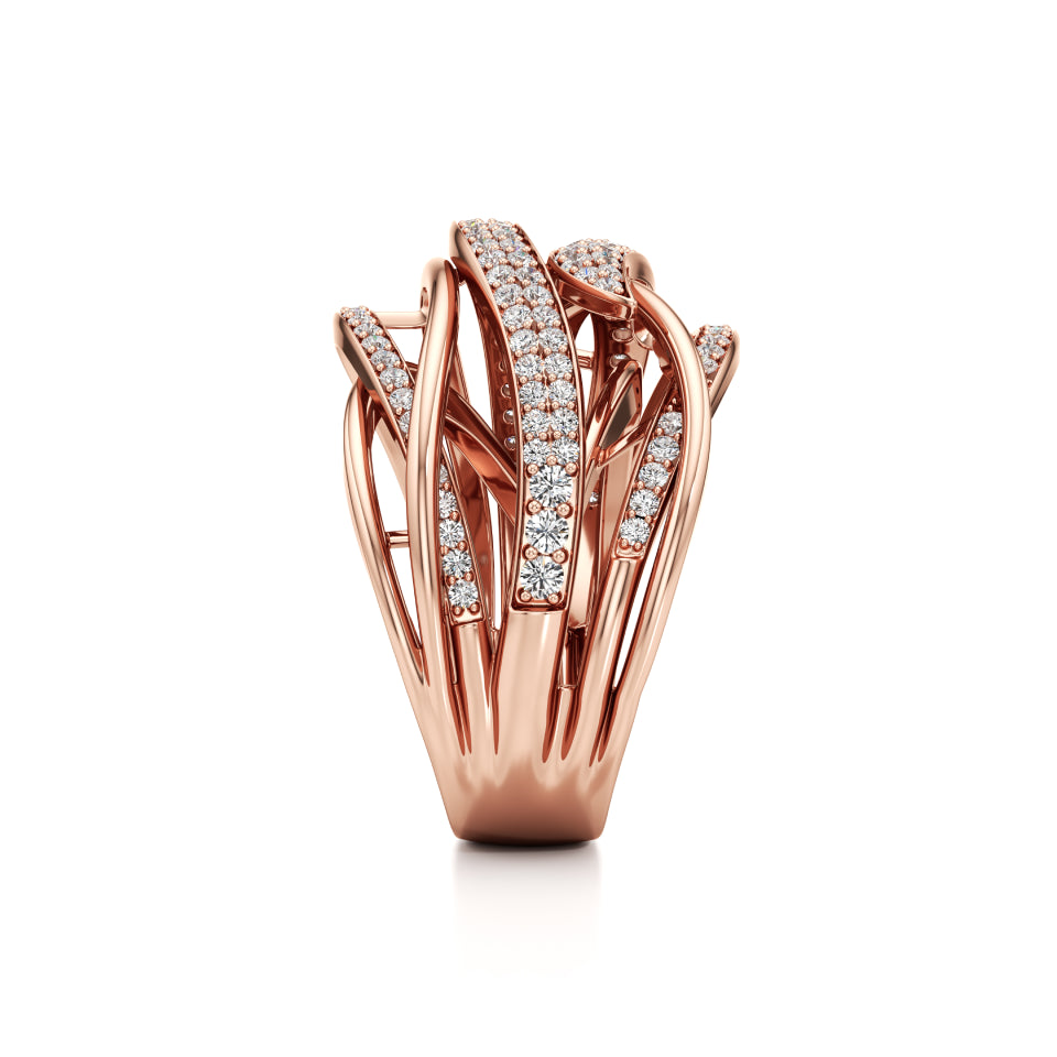 Diamond-Kissed Waves Ring