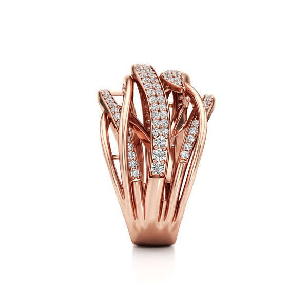 Diamond-Kissed Waves Ring