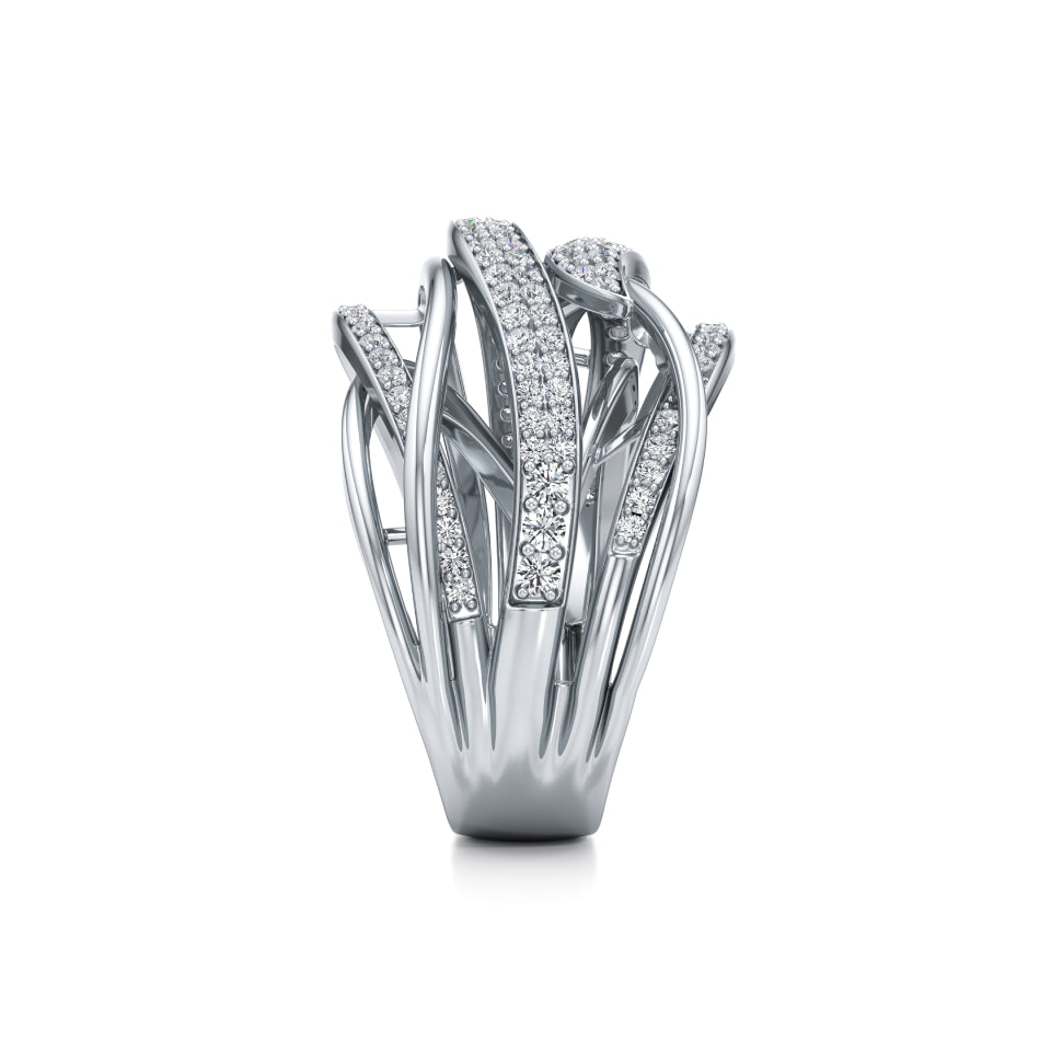 Diamond-Kissed Waves Ring