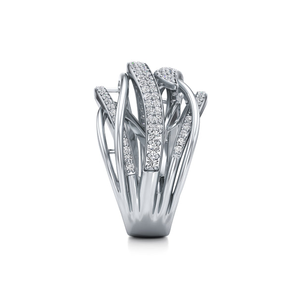 Diamond-Kissed Waves Ring