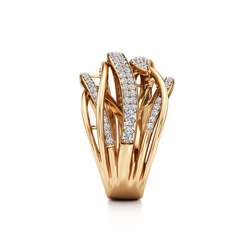 Diamond-Kissed Waves Ring