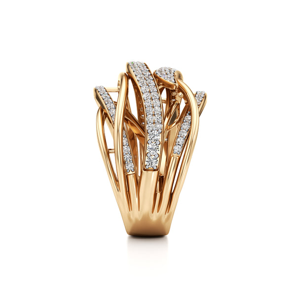 Diamond-Kissed Waves Ring