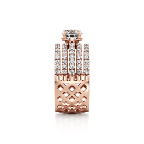 Five-Line Diamond Solitaire Ring