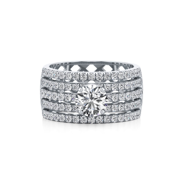 Five-Line Diamond Solitaire Ring