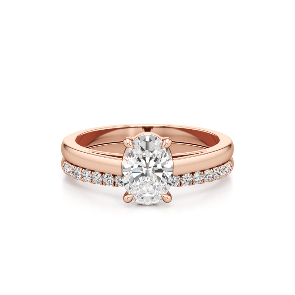 Contoured Oval Solitaire Diamond Ring