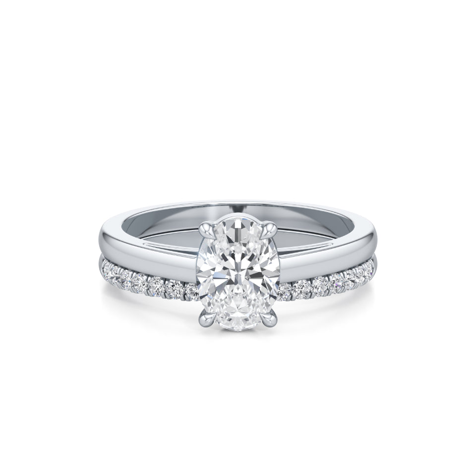 Contoured Oval Solitaire Diamond Ring