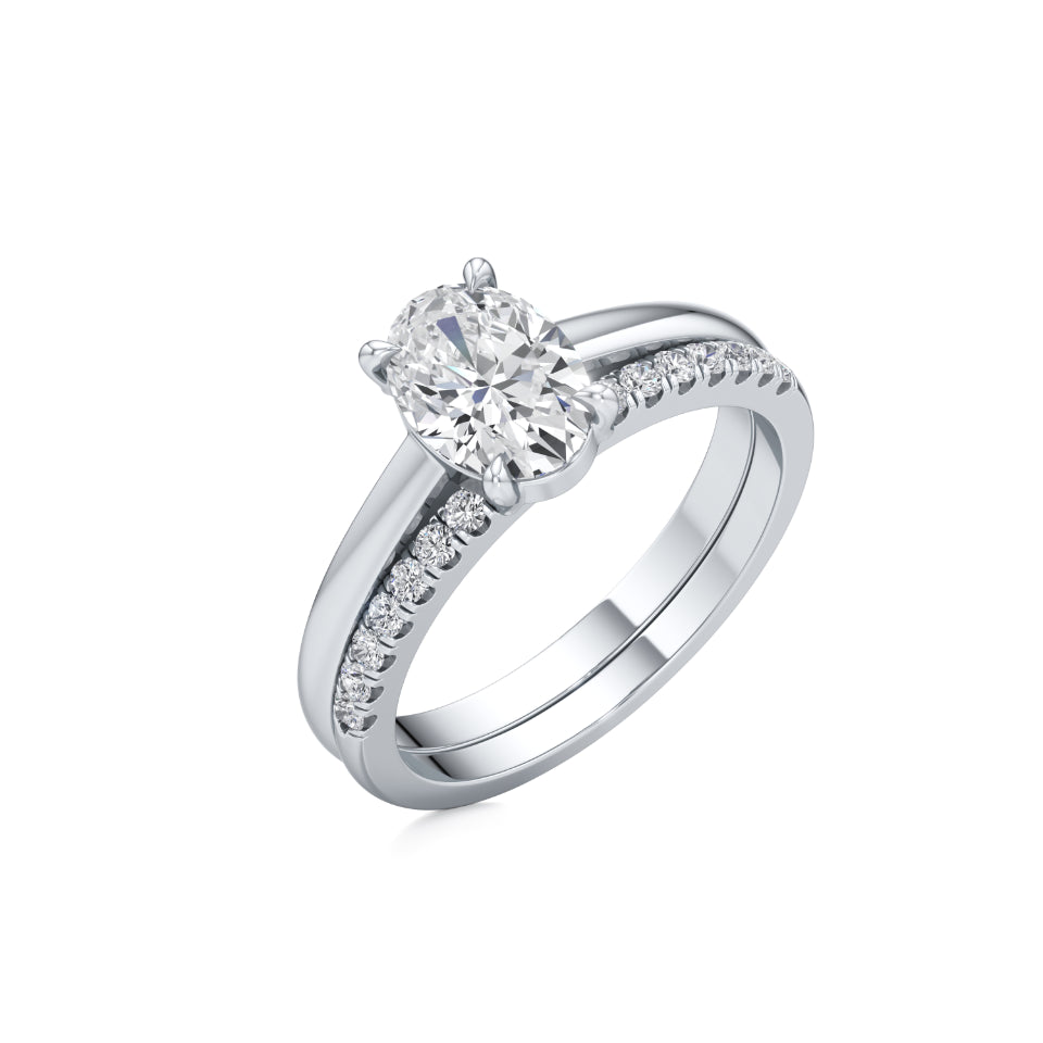 Contoured Oval Solitaire Diamond Ring