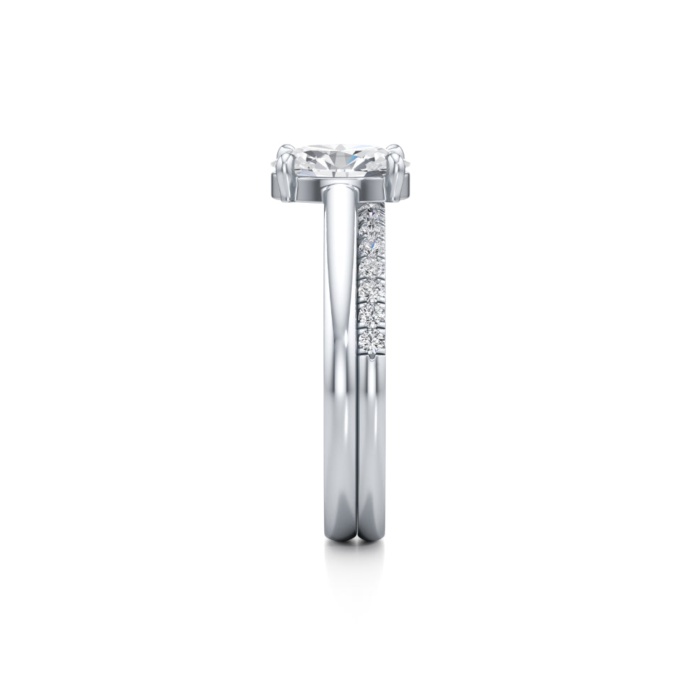 Contoured Oval Solitaire Diamond Ring