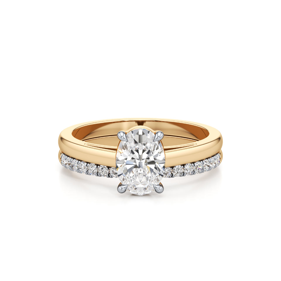 Contoured Oval Solitaire Diamond Ring