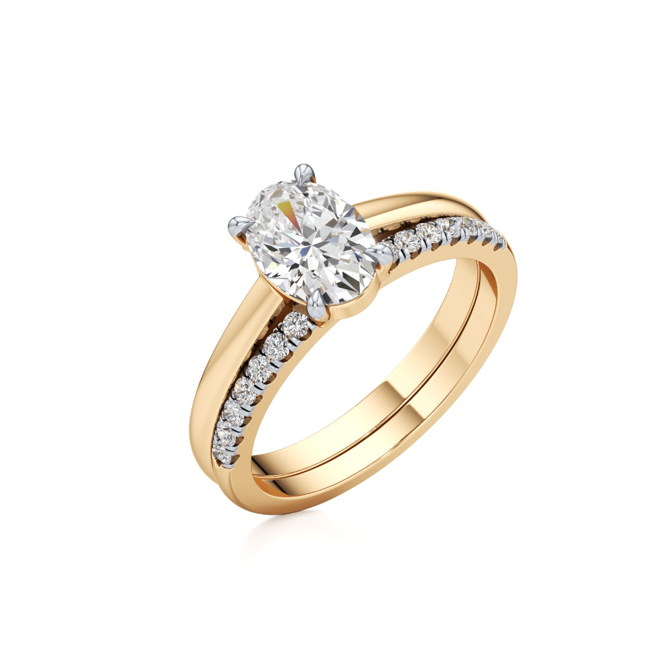 Contoured Oval Solitaire Diamond Ring