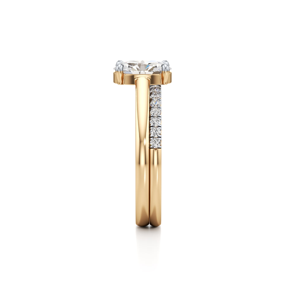 Contoured Oval Solitaire Diamond Ring