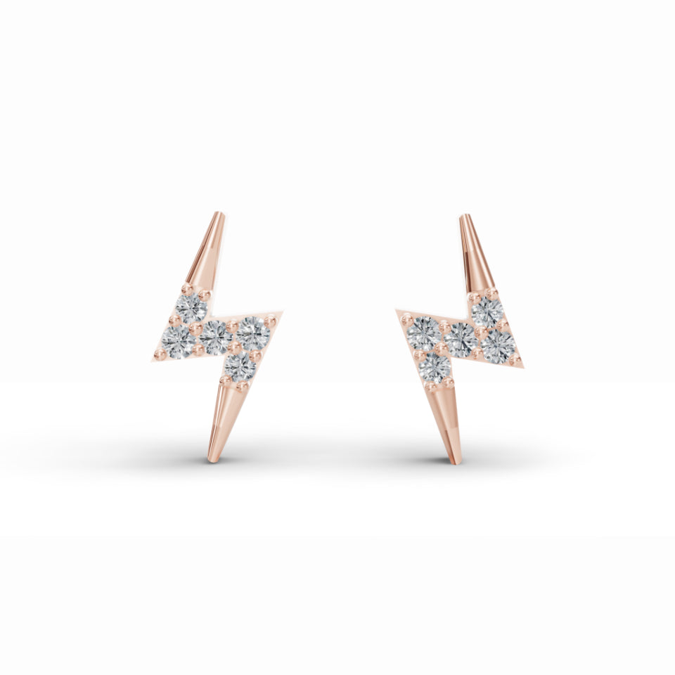 Electric Bolt Stud Diamond Earrings