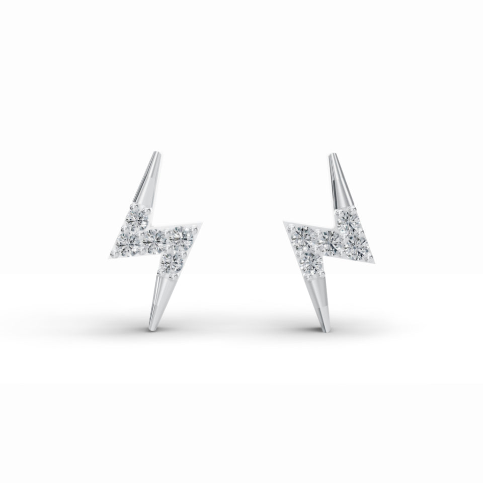 Electric Bolt Stud Diamond Earrings
