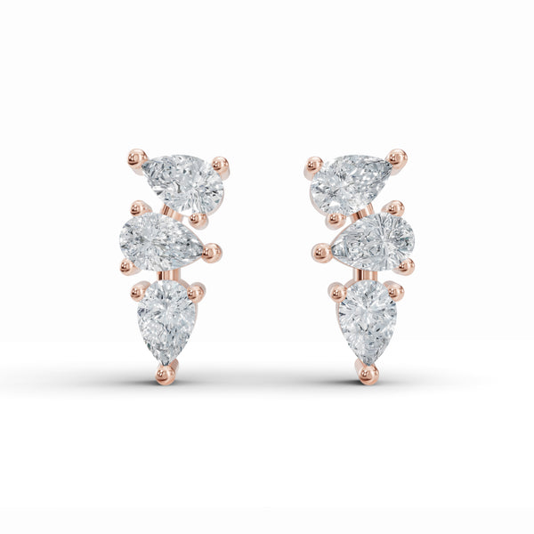 Tri-Pear Diamond Studs