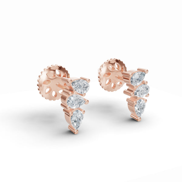 Tri-Pear Diamond Studs