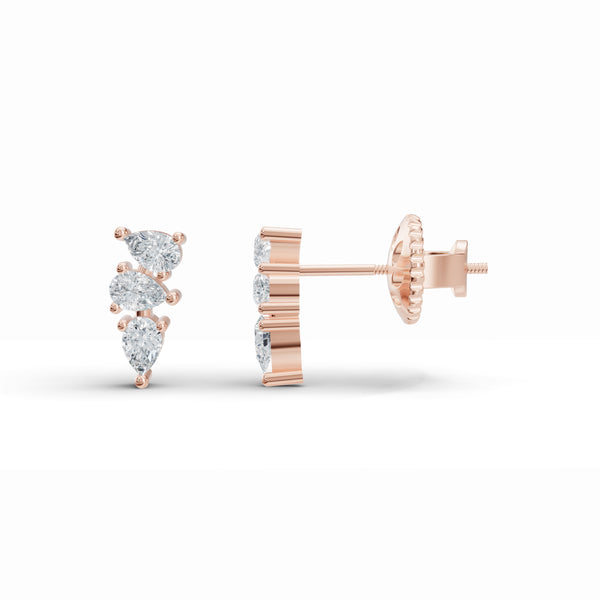 Tri-Pear Diamond Studs
