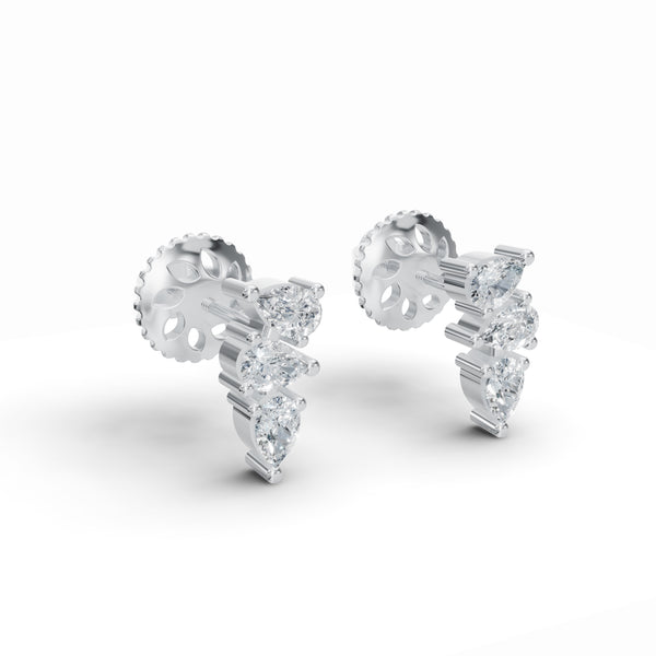 Tri-Pear Diamond Studs