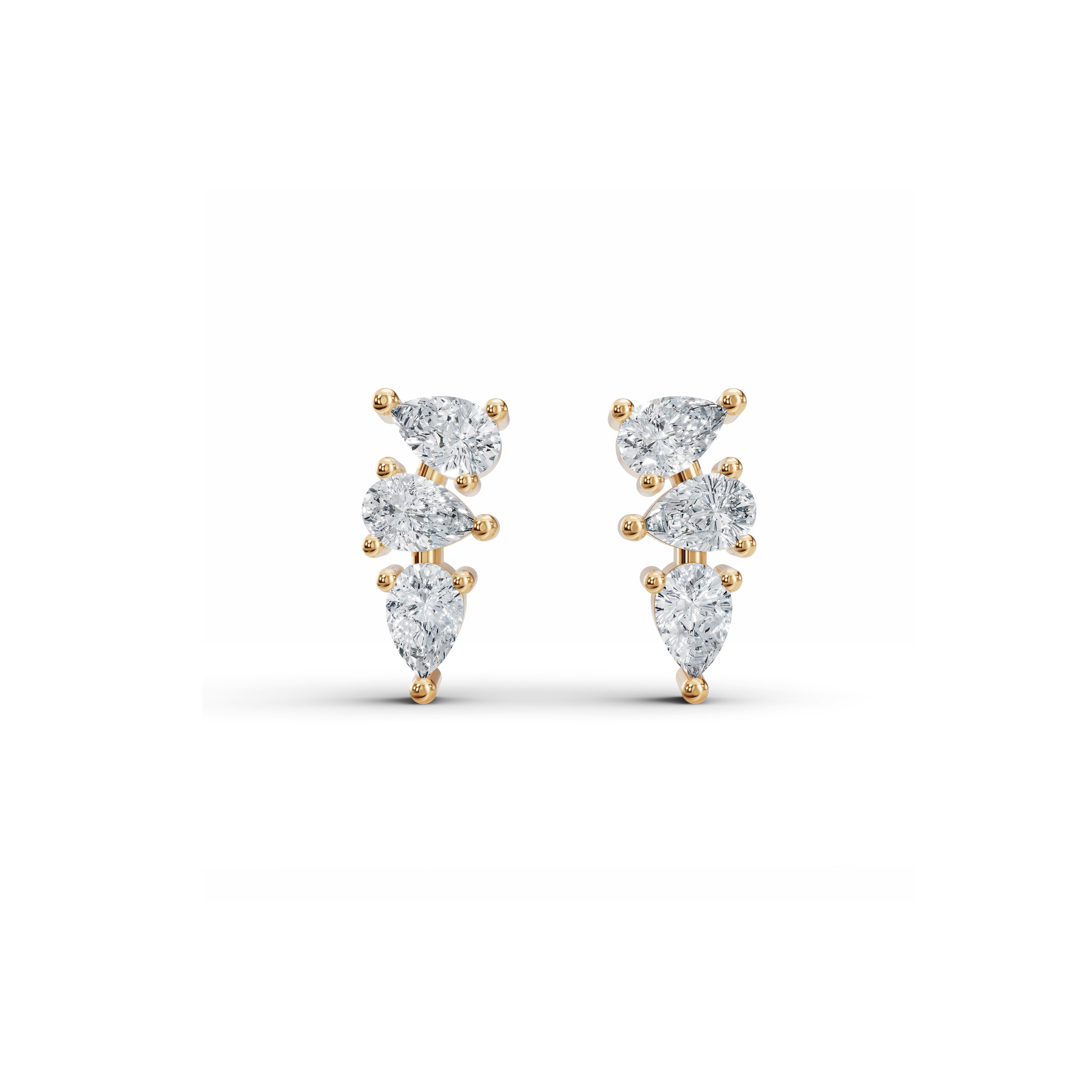 Tri-Pear Diamond Studs