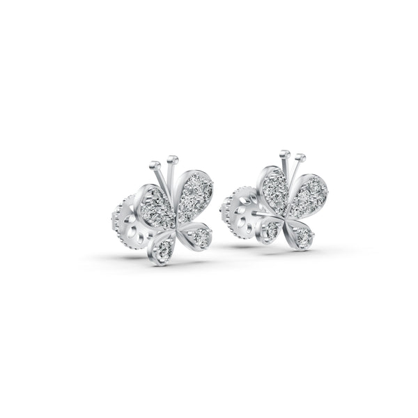 Flutter Butterfly Diamond Stud Earrings