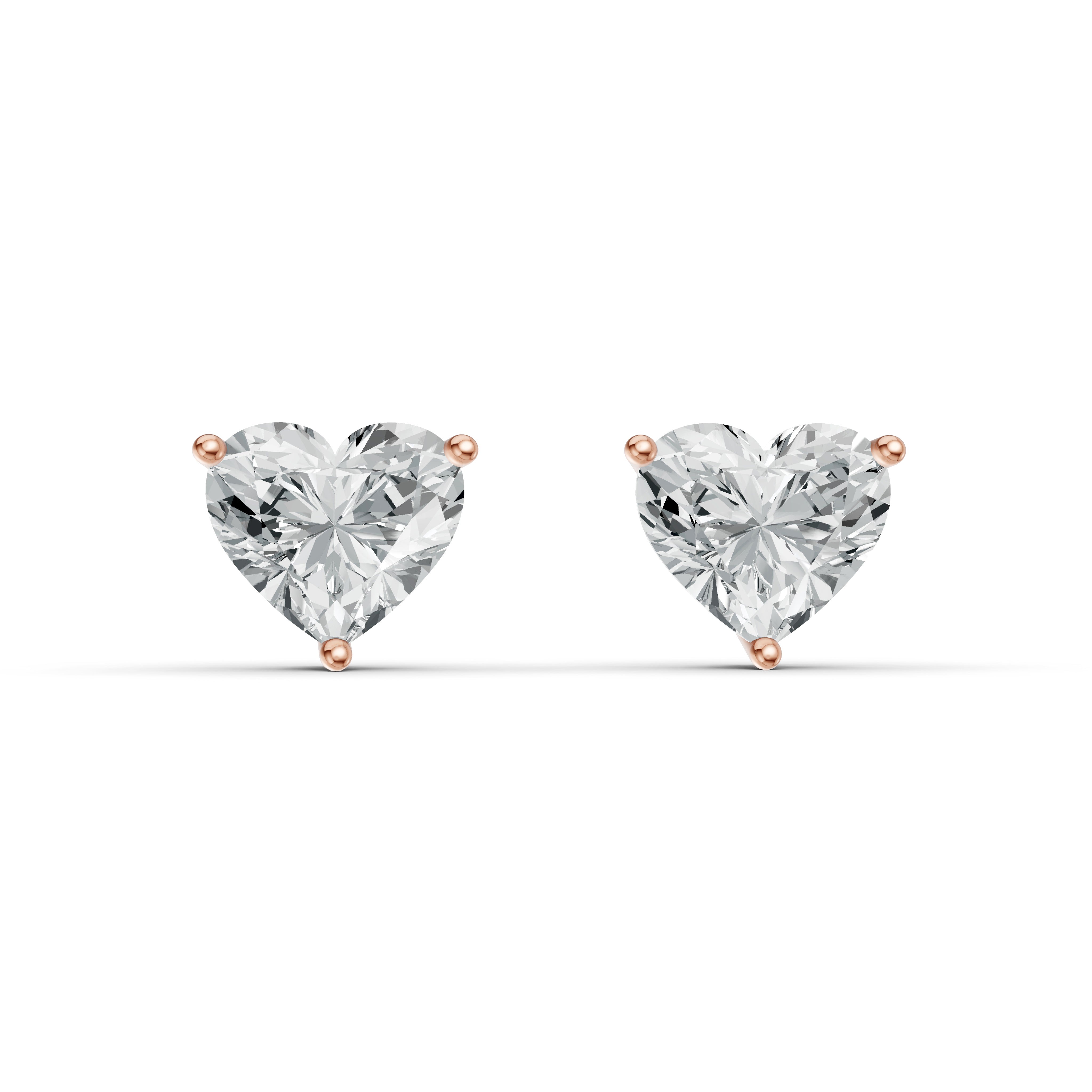 Heart Solitaire Diamond Stud Earrings