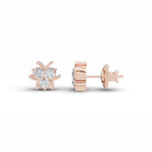 3-Stone Diamond Studs