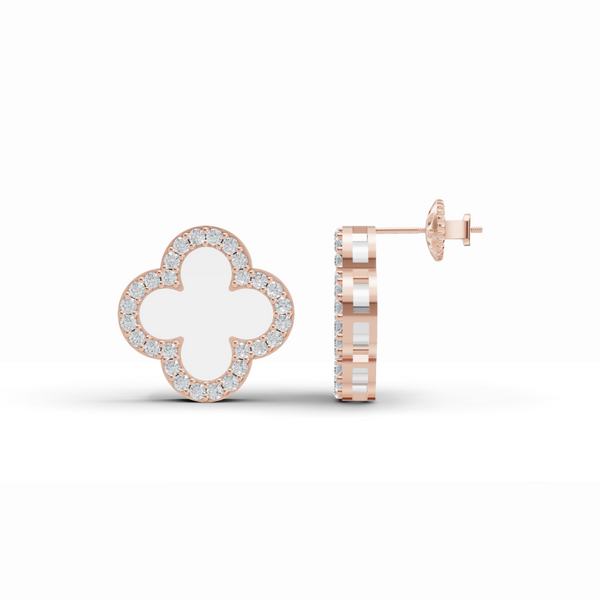 Clover Mother of Pearl Diamond Studs