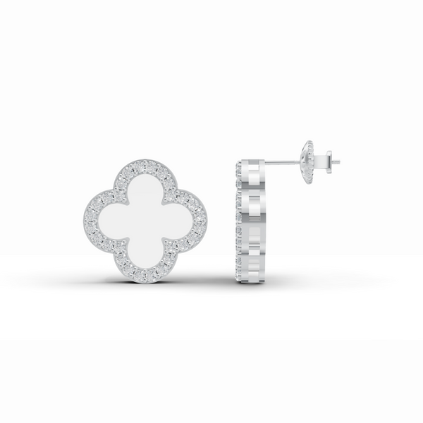 Clover Mother of Pearl Diamond Studs