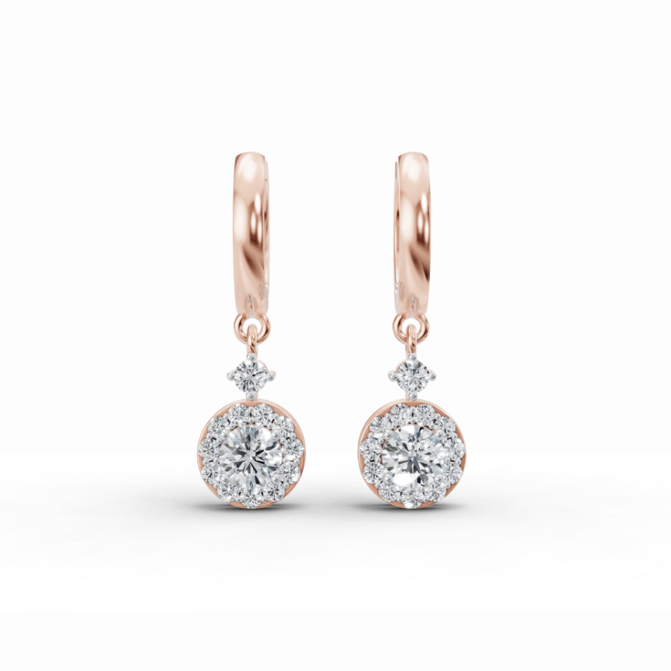 Gracious Sparkly Halo Diamond Stud Earrings
