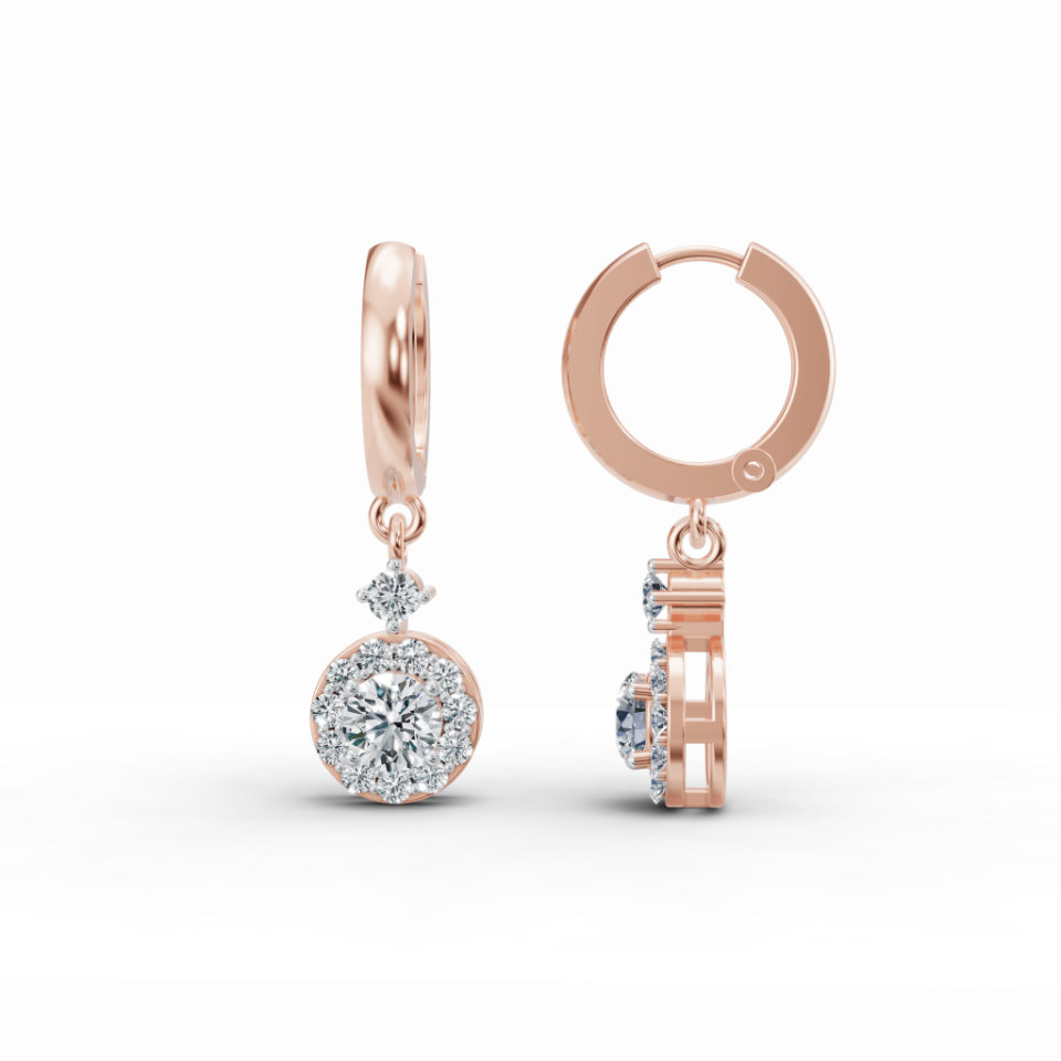Gracious Sparkly Halo Diamond Stud Earrings