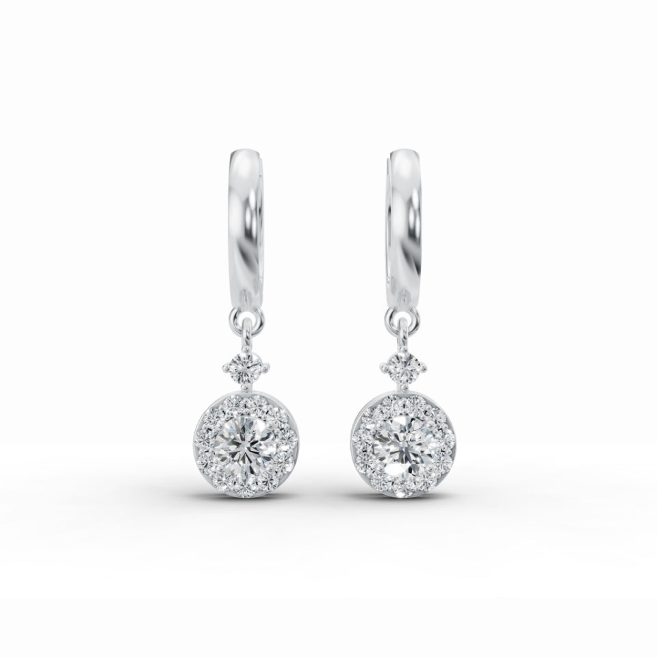 Gracious Sparkly Halo Diamond Stud Earrings