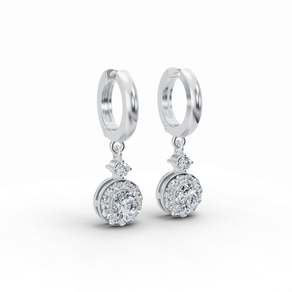 Gracious Sparkly Halo Diamond Stud Earrings