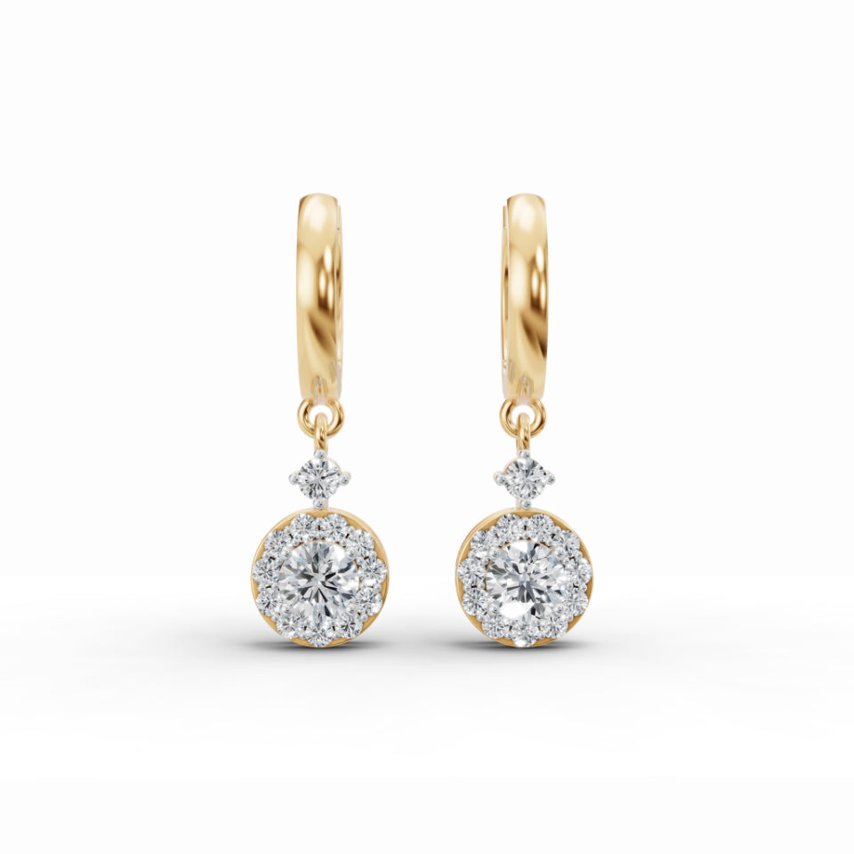 Gracious Sparkly Halo Diamond Stud Earrings