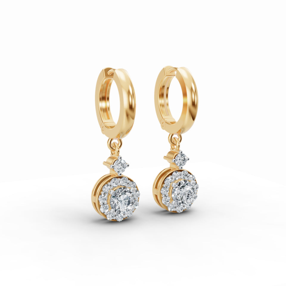 Gracious Sparkly Halo Diamond Stud Earrings