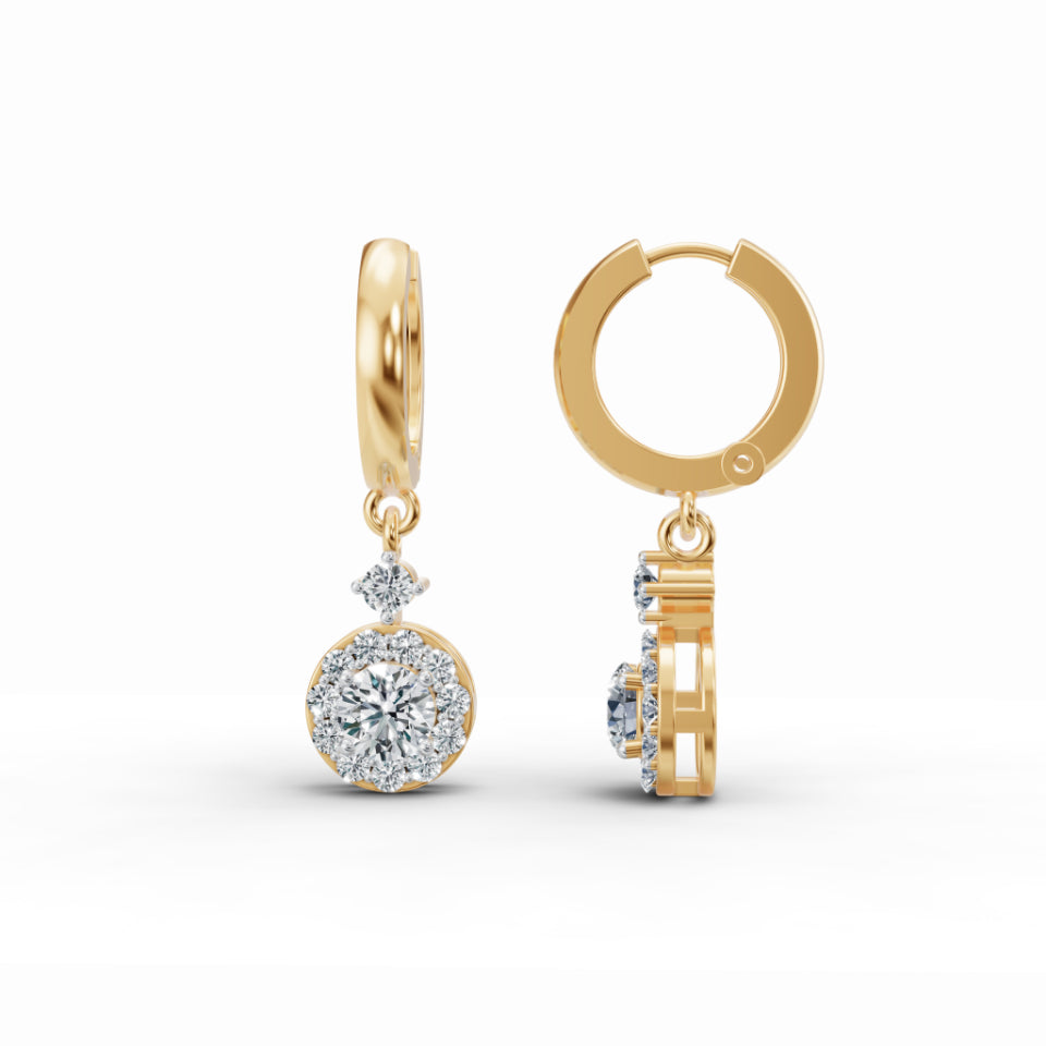 Gracious Sparkly Halo Diamond Stud Earrings