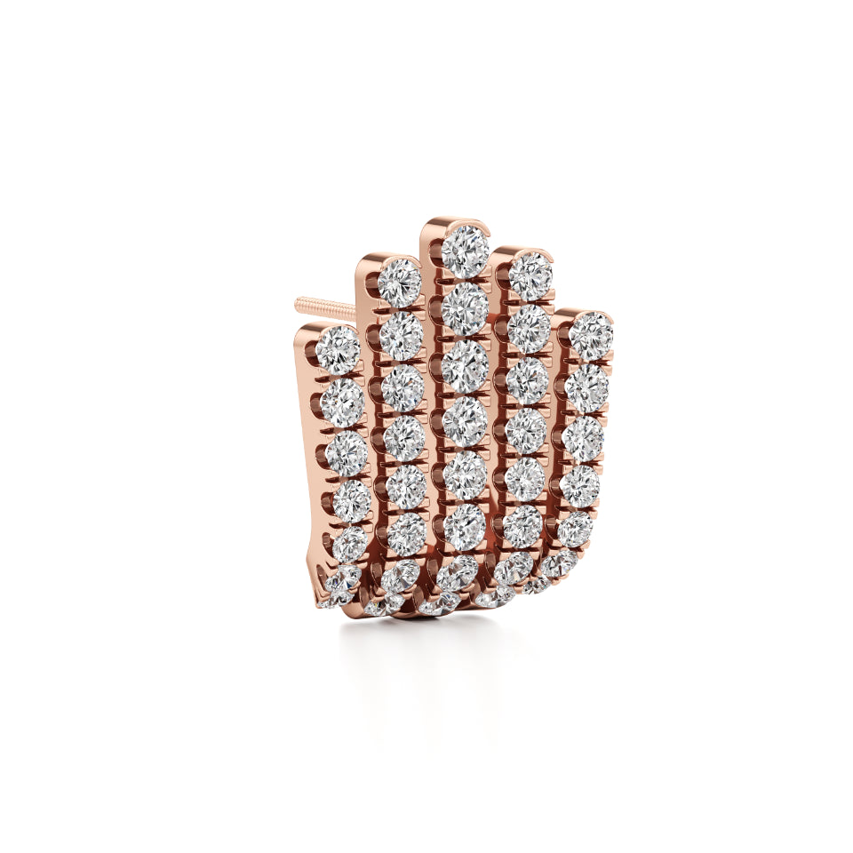 Five-Line Majestic Crown Diamond Stud Earrings